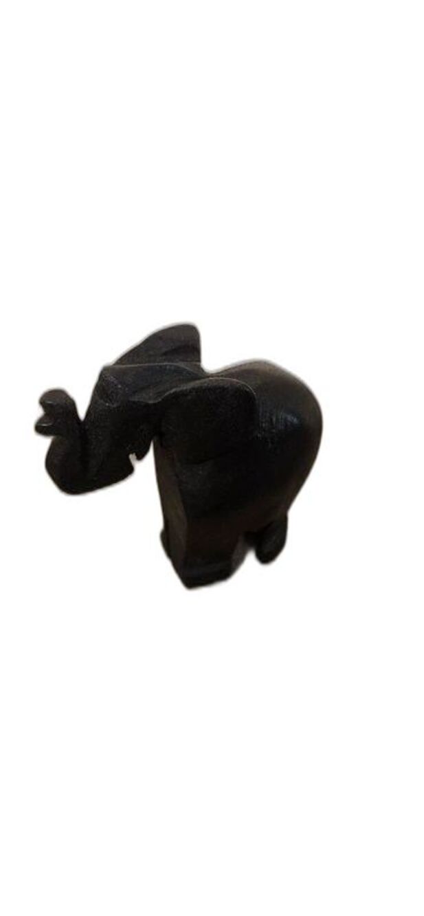Hand Carved Wooden Elephant Figurine Dark Wood Mini Statue 3"--ITEM #2967